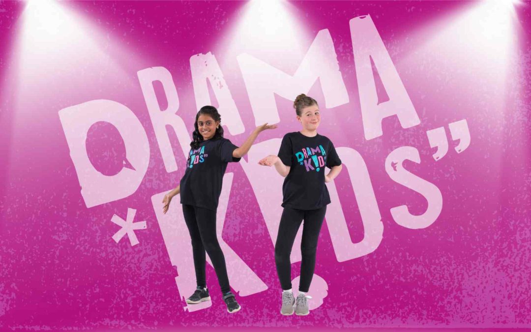 Spotlight on Drama Kids students with a pink background